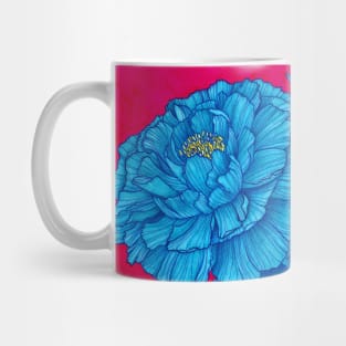Bloom wherever you are - blue and hot pink peonies Mug